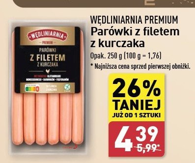 Parówki z filetem z kurczaka Wędliniarnia premium promocja w Aldi