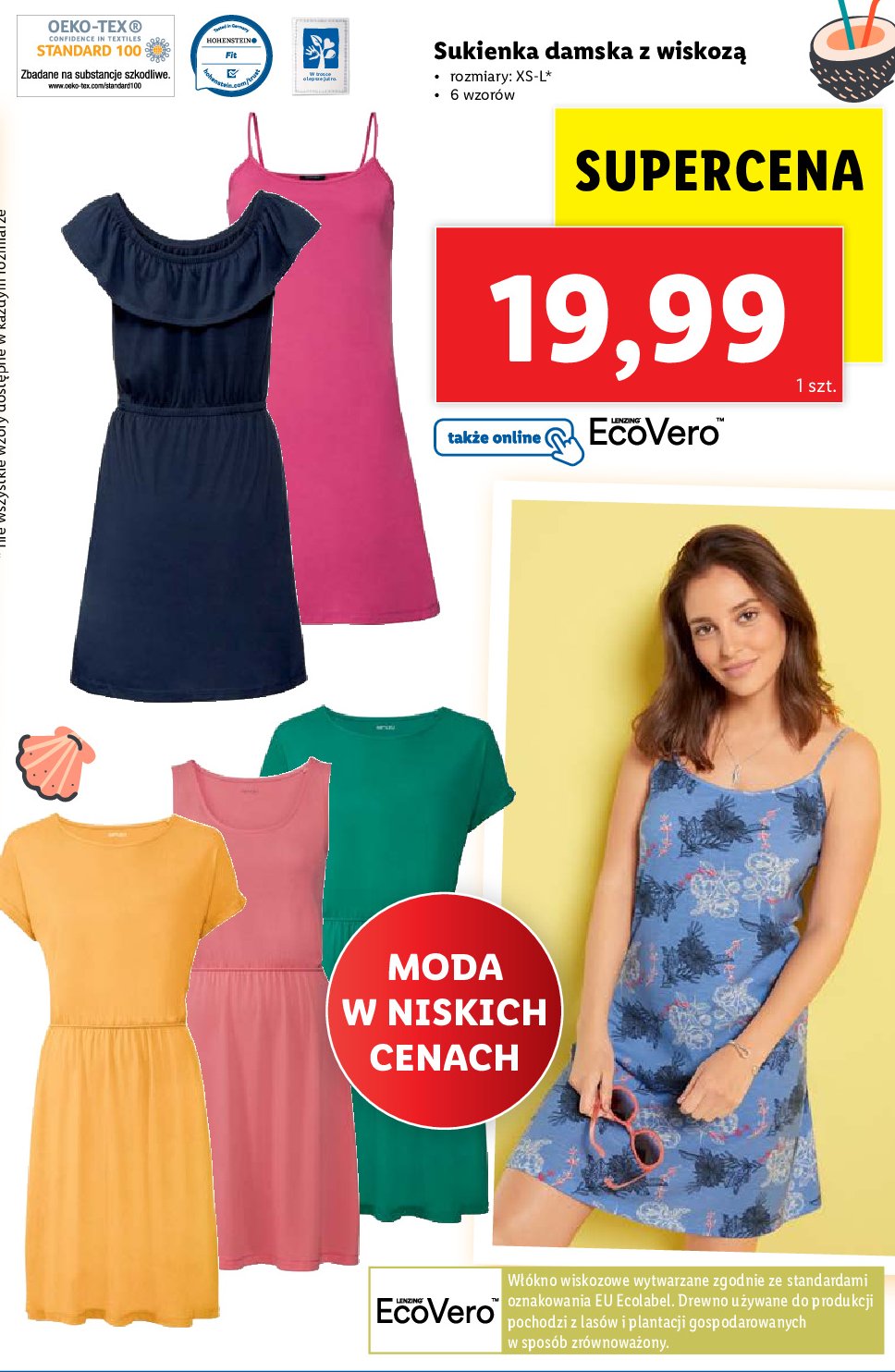Sukienka damska z wiskozą xs-l Ecovero promocja