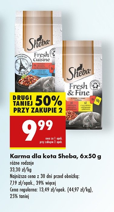 Karma dla kota z wołowiną i kurczakiem Sheba fresh & fine promocja