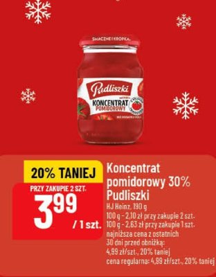 Koncentrat pomidorowy 30% Pudliszki promocja w POLOmarket