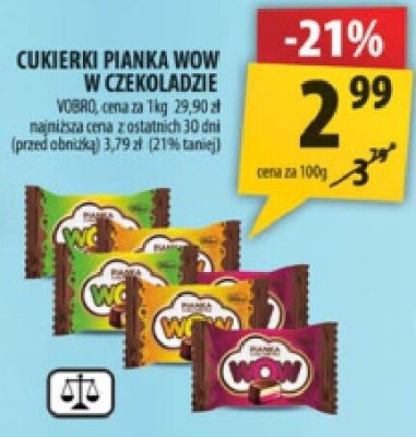 Cukierki pianka WOW w czekoladzie Vobro promocja w Arhelan