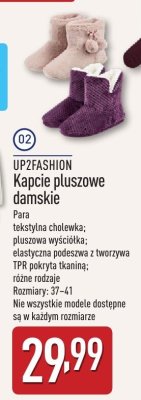 Kapcie pluszowe damskie Up2Fashion promocja w Aldi