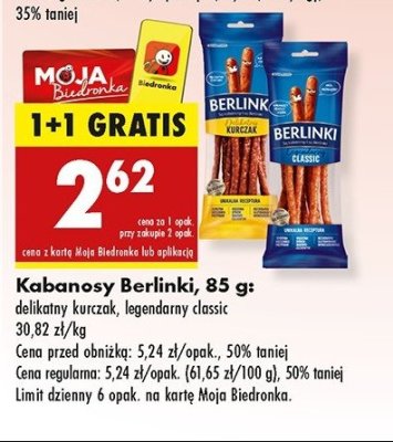 Kabanosy delikatny kurczak Morliny berlinki promocja