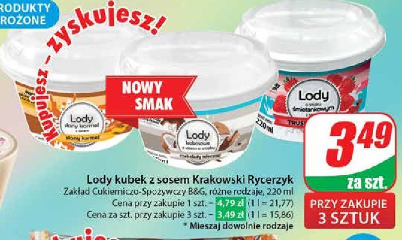 Lody kokos-czekolada Krakowskie lody z rycerzykiem promocja