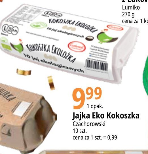 Jaja ekologiczne kl. l CZACHOROWSKI KOKOSZKA EKOLO呕KA promocja