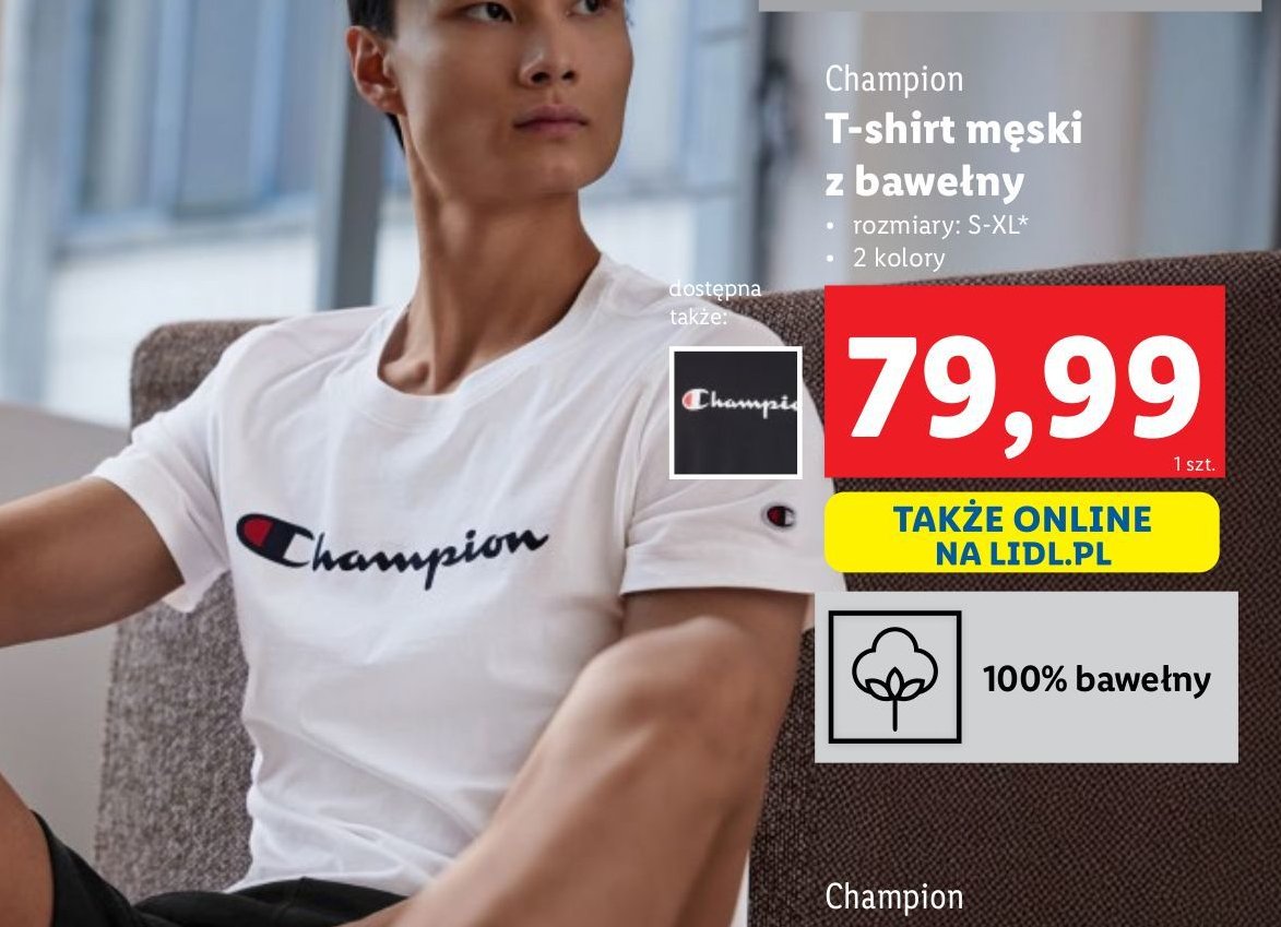 T-shirt męski rozm. s-xxl Champion promocja w Lidl