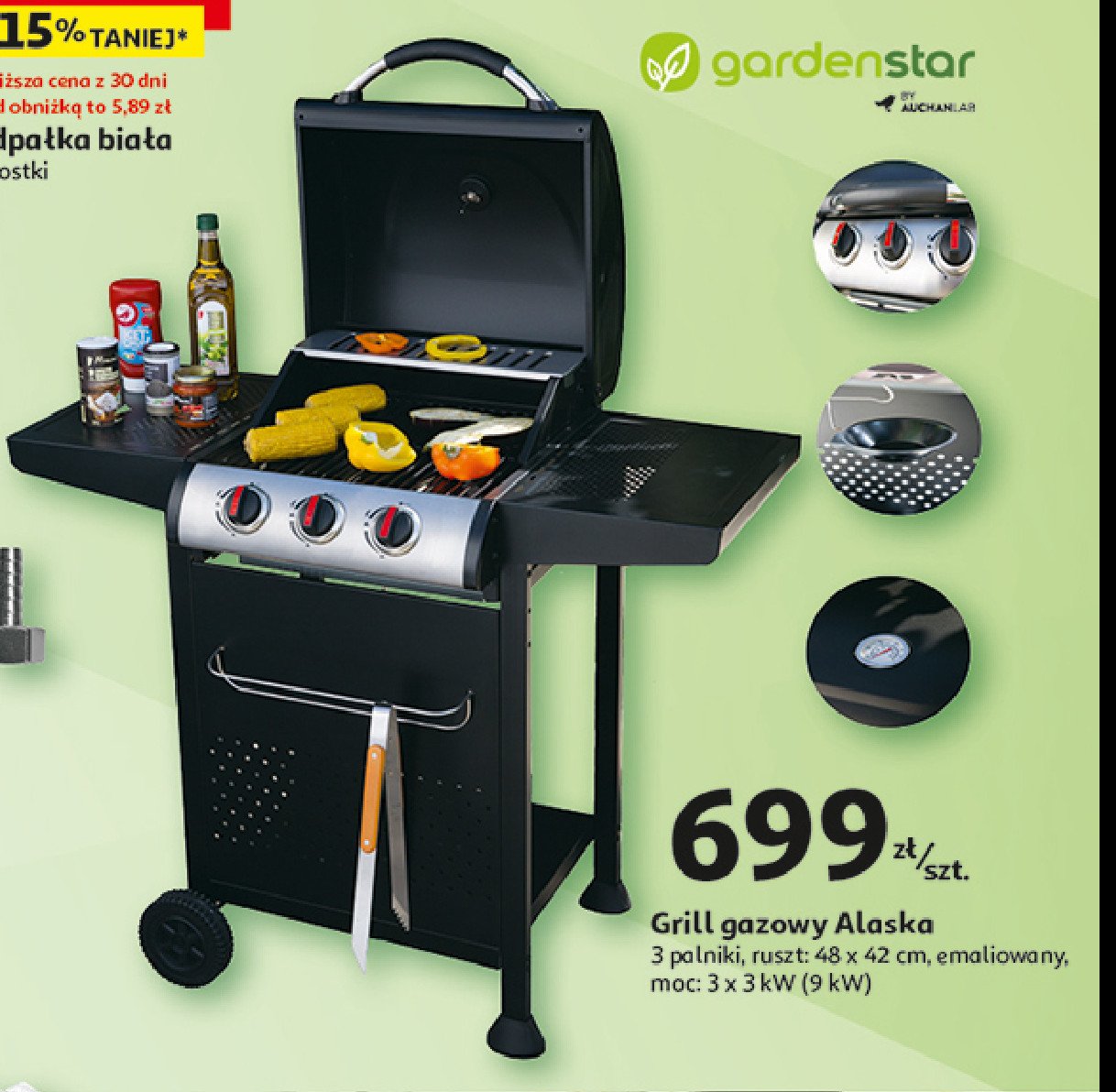 Grill gazowy alaska Garden star promocja w Auchan