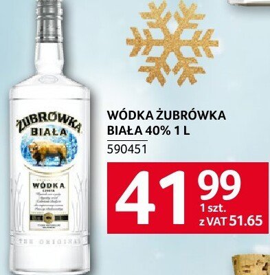 Wódka Żubrówka Biała 40% 1 l promocja w Selgros