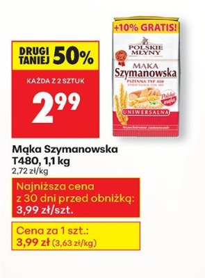 Mąka Szymanowska T480, 1,1 kg promocja w Biedronka