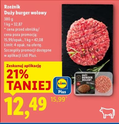 Mięso duży burger wołowy promocja w Lidl