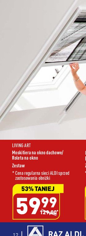 Moskitiera na okno dachowe 110 x 160 cm Living art promocja