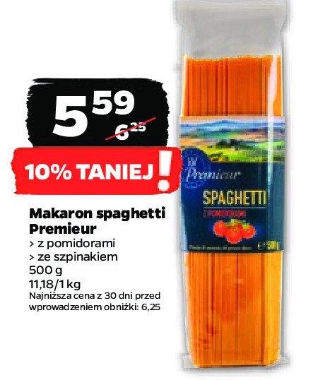 Makaron spaghetti ze szpinakiem Premieur promocja