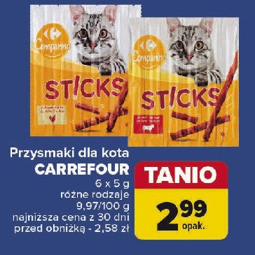 Przysmak dla psa sticks z kurczakiem CARREFOUR COMPANINO promocja