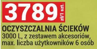 Oczyszczalnia ścieków 3000 L, z zestawem akcesoriów, max. liczba użytkowników 6 osób promocja w Merkury Market