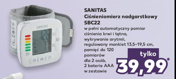 Ciśnieniomierz nadgarstkowy sbc22 Sanitas promocja