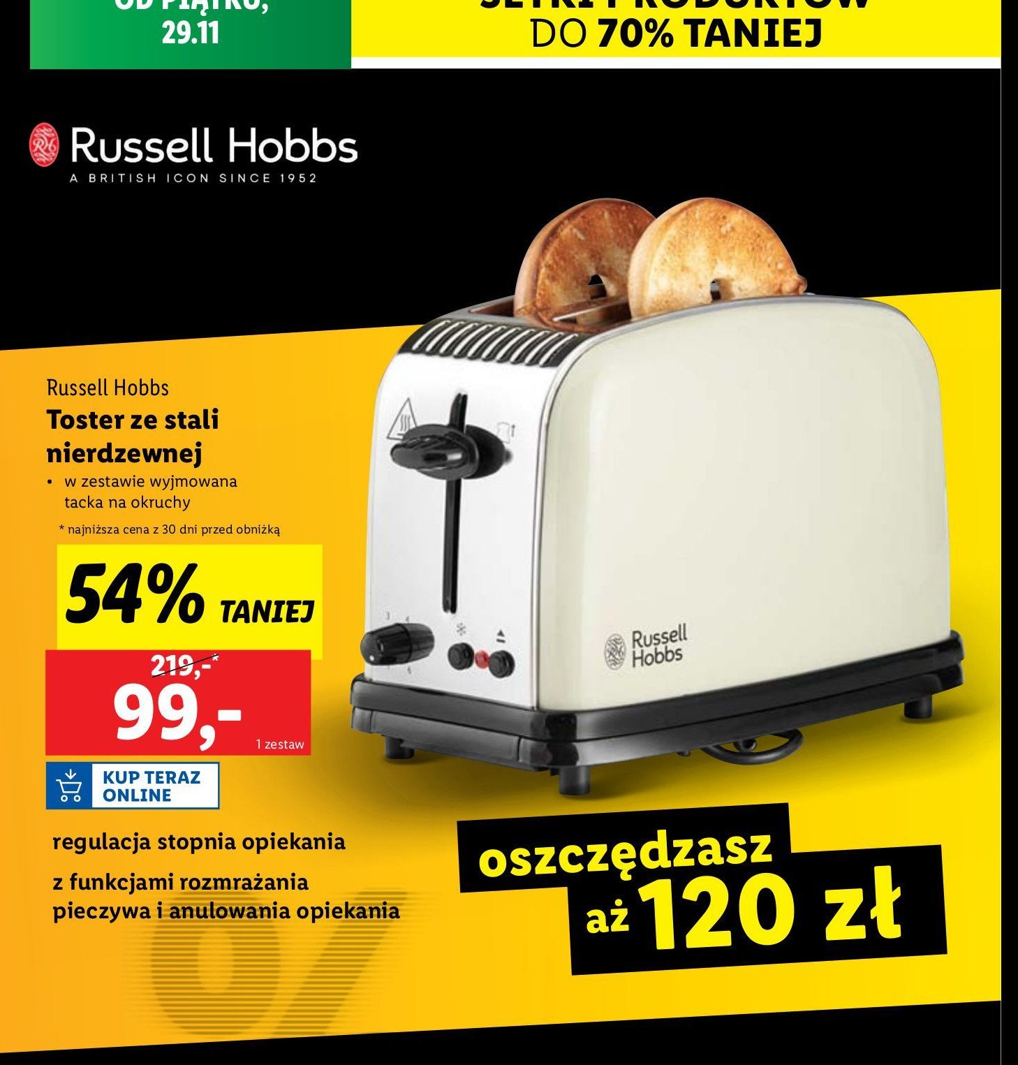 Toster ze stali nierdzewnej Russell hobbs promocja