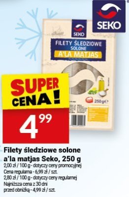 Filety śledziowe solone a'la matjas Seko, 250 g promocja w Twój Market