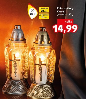 Znicz szklany Krzyż 28 h promocja w Kaufland