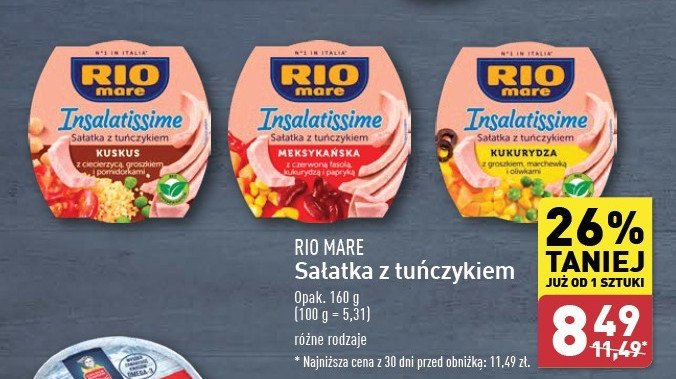 Sałatka z tuńczykiem z kukurydzą Rio mare insalatissime promocja