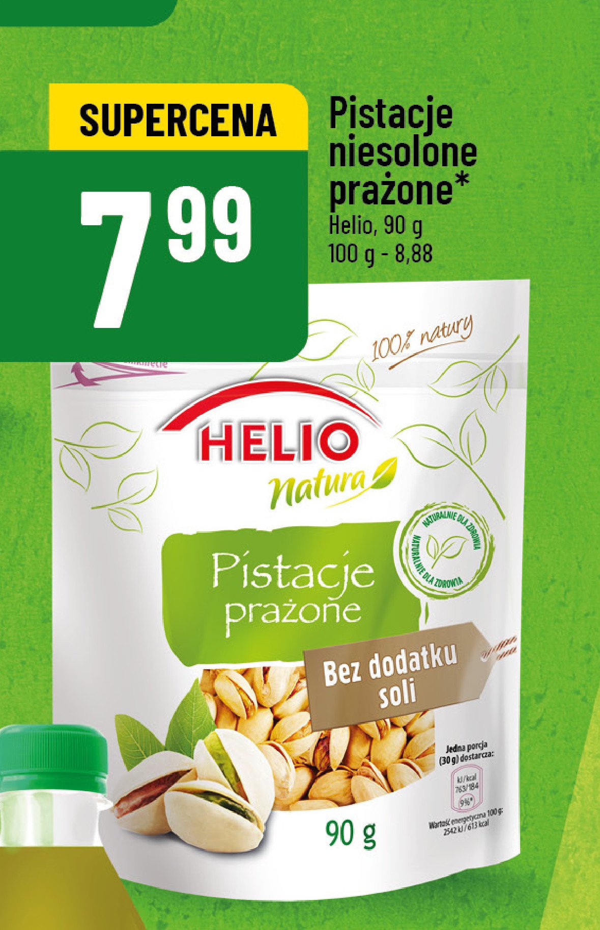 Pistacje prażone bez dodatku soli Helio natura promocja w POLOmarket