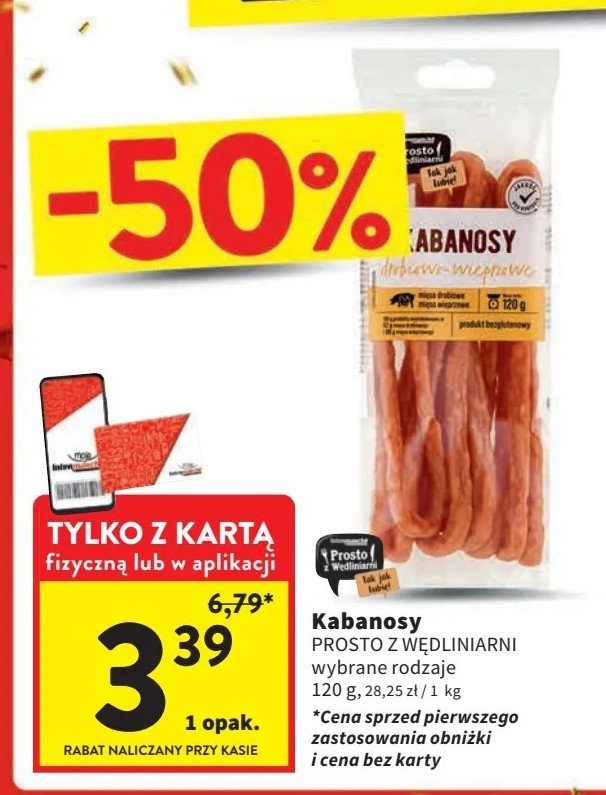 Kabanosy drobiowo-wieprzowe Prosto z wędliniarni promocja w Intermarche