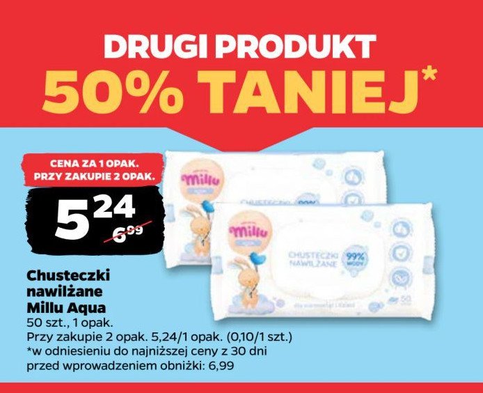 Chusteczki nawilżane aqua Millu promocja