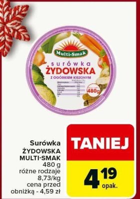 Surówka ŻYDOWSKA MULTI-SMAK różne rodzaje 480g promocja w Carrefour