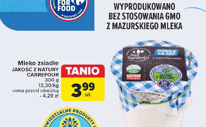 Mleko zsiadłe Carrefour targ świeżości promocja w Carrefour