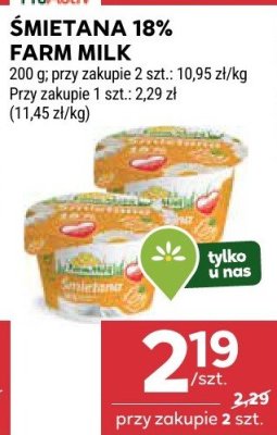 Śmietana 18% farm milk promocja w Stokrotka