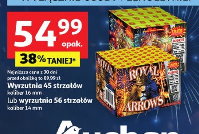 Wyrzutnia 45 strzałów kaliber 16 mm lub wyrzutnia 56 strzałów kaliber 14 mm promocja w Auchan
