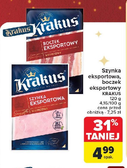 Boczek eksportowy Krakus animex promocja w Carrefour Market