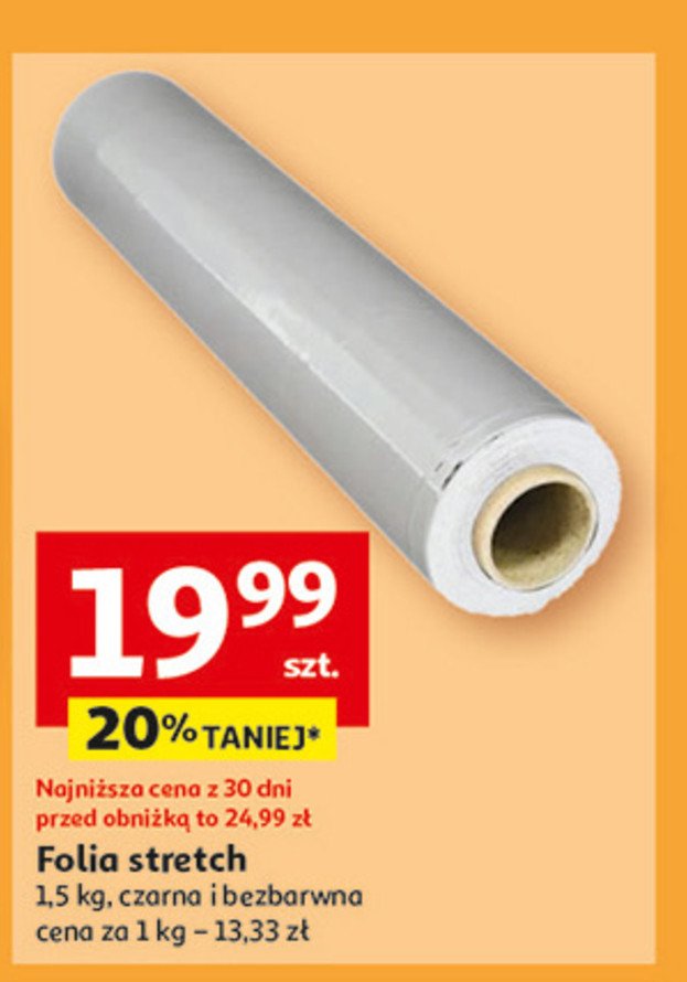 Folia stretch czarna 1.5 kg promocja w Auchan