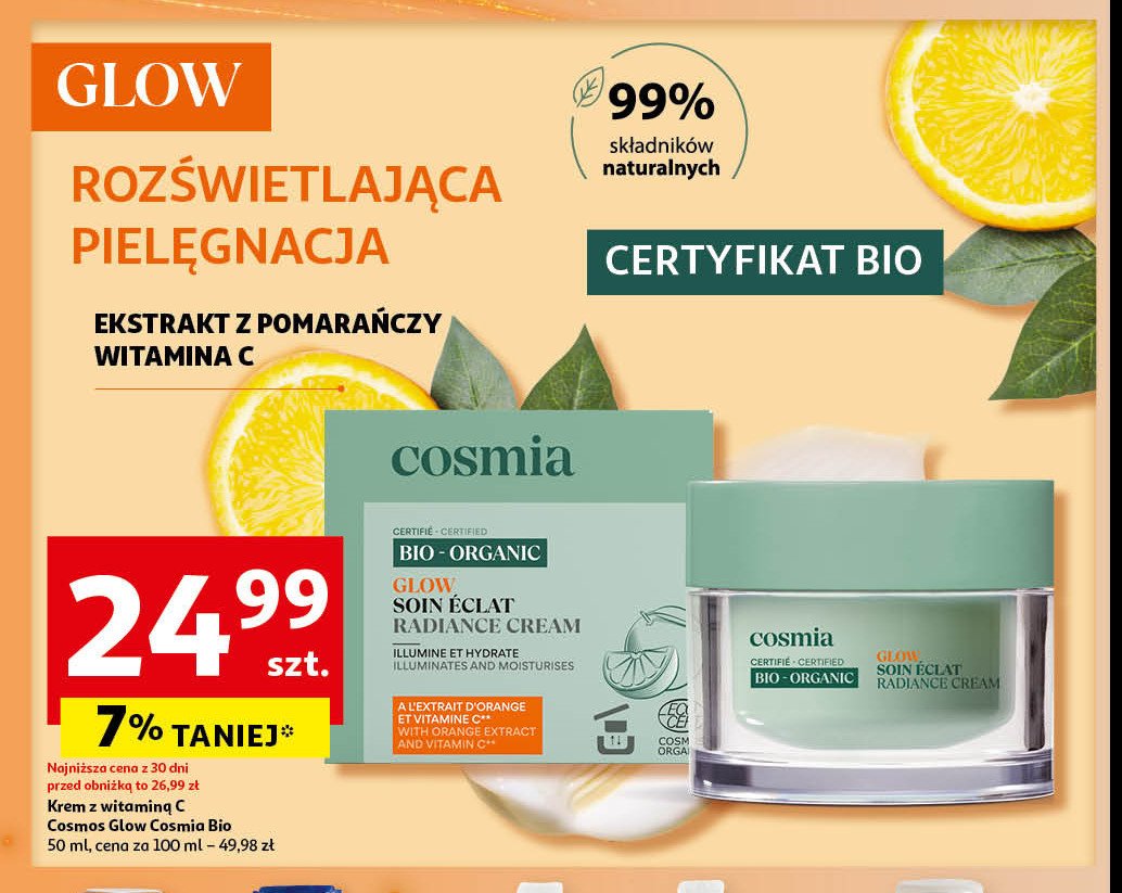 Krem do twarzy glow Cosmia promocja w Auchan