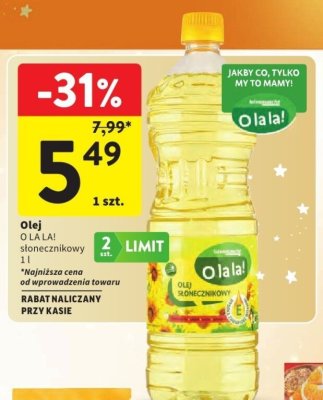Olej O LA LA! słonecznikowy promocja w Intermarche