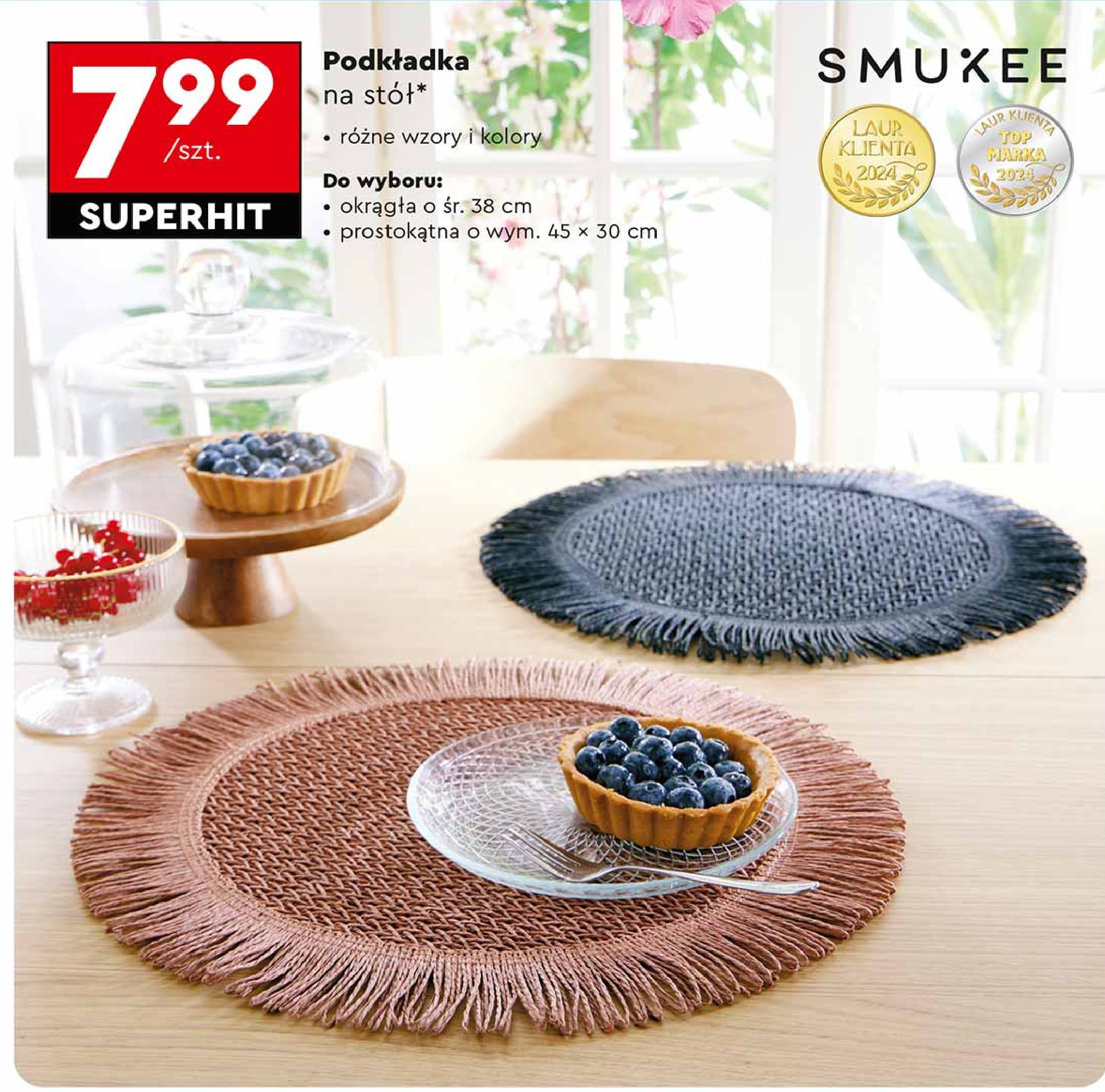 Podkładka okrągła 38 cm Smukee promocja w Biedronka