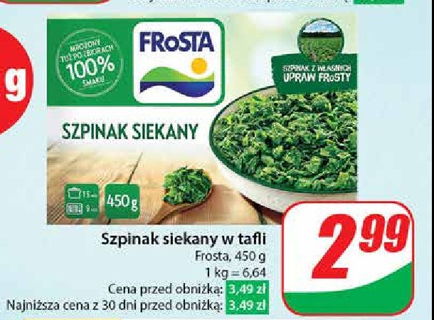 Szpinak siekany bez przypraw Frosta promocja