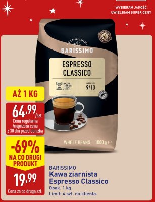 Kawa ziarnista BARISSIMO Espresso Classico promocja w Aldi