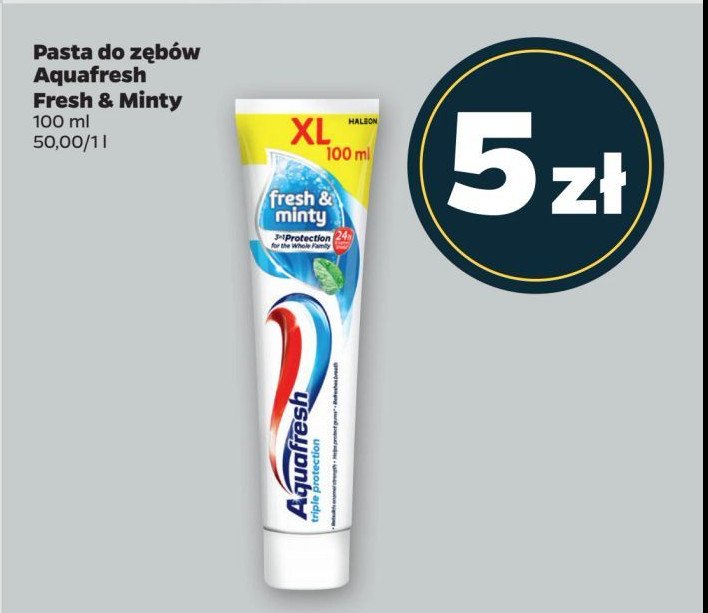 Pasta do zębów fresh & minty Aquafresh triple protection promocja w Netto