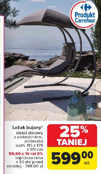 Leżak bujany 115 x 179 x 170 cm Carrefour promocja w Carrefour