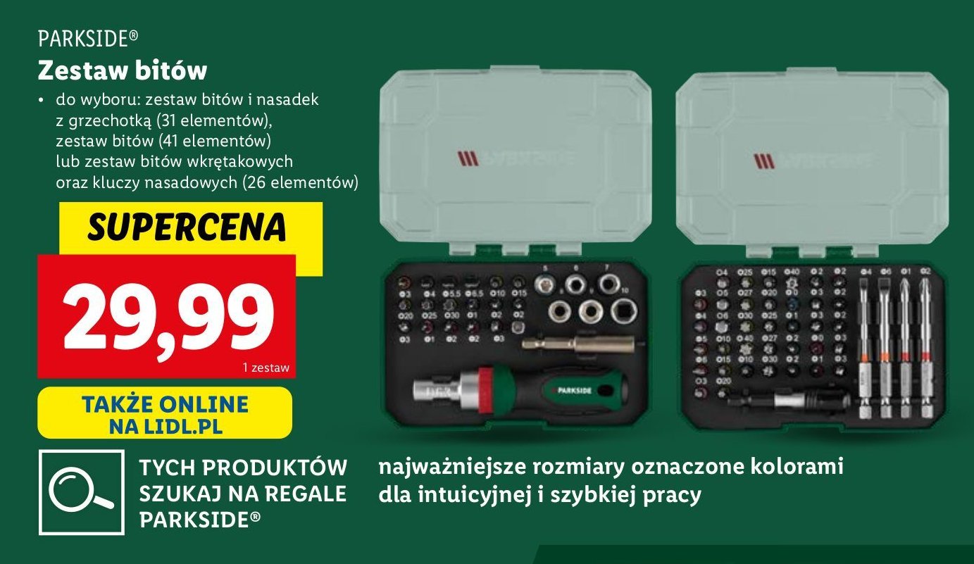 Zestaw bitów i nasadek z grzechotką Parkside promocja w Lidl