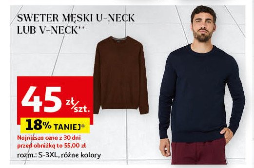 Sweter męski dekolt v Auchan inextenso promocja w Auchan