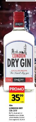Gin LONDON DRY ON OFF promocja w Intermarche