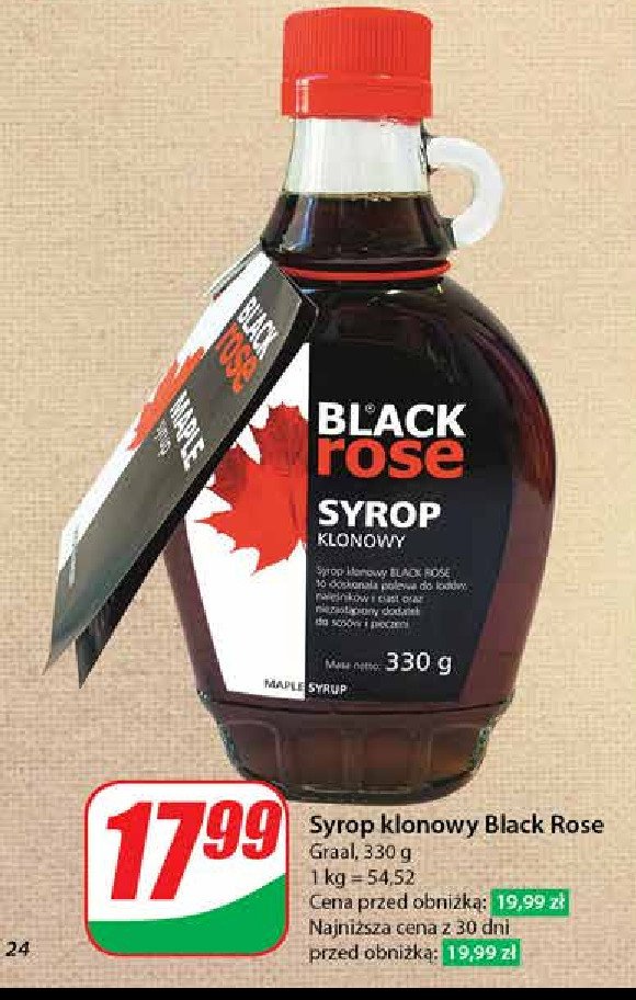 Syrop klonowy Black rose promocja w Dino