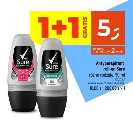Antyperspirant original dry Sure men promocja