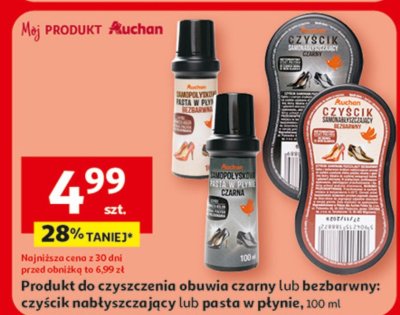 Produkt do czyszczenia obuwia czarny lub bezbrawny: czyścik nabłyszczający lub pasta w płynie promocja w Auchan