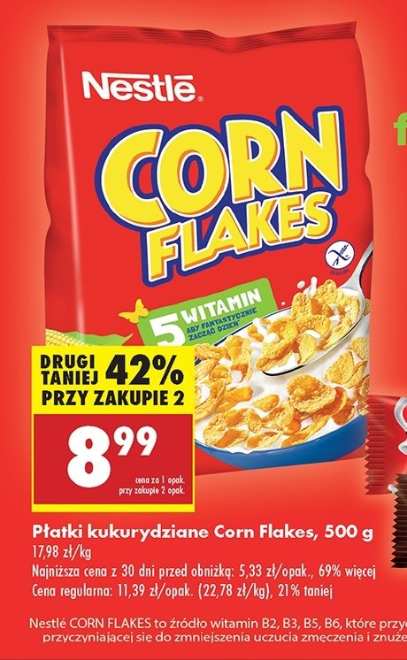 Płatki śniadaniowe Nestle corn flakes Corn flakes (nestle) promocja w Biedronka