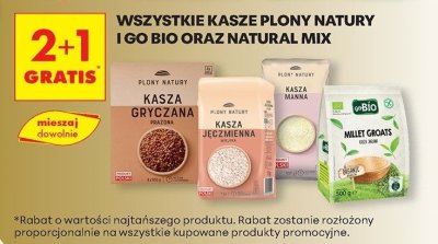 Wszystkie kasze Plony Natury i Go Bio oraz Natural Mix 2+1 GRATIS promocja w Biedronka