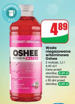 Woda niegazowana witaminowa 2 rodzaje Oshee promocja w Dino