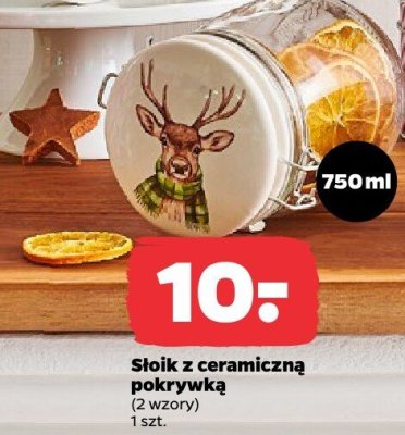 Słoik z ceramiczną pokrywką 750 ml 2 wzory promocja w Netto