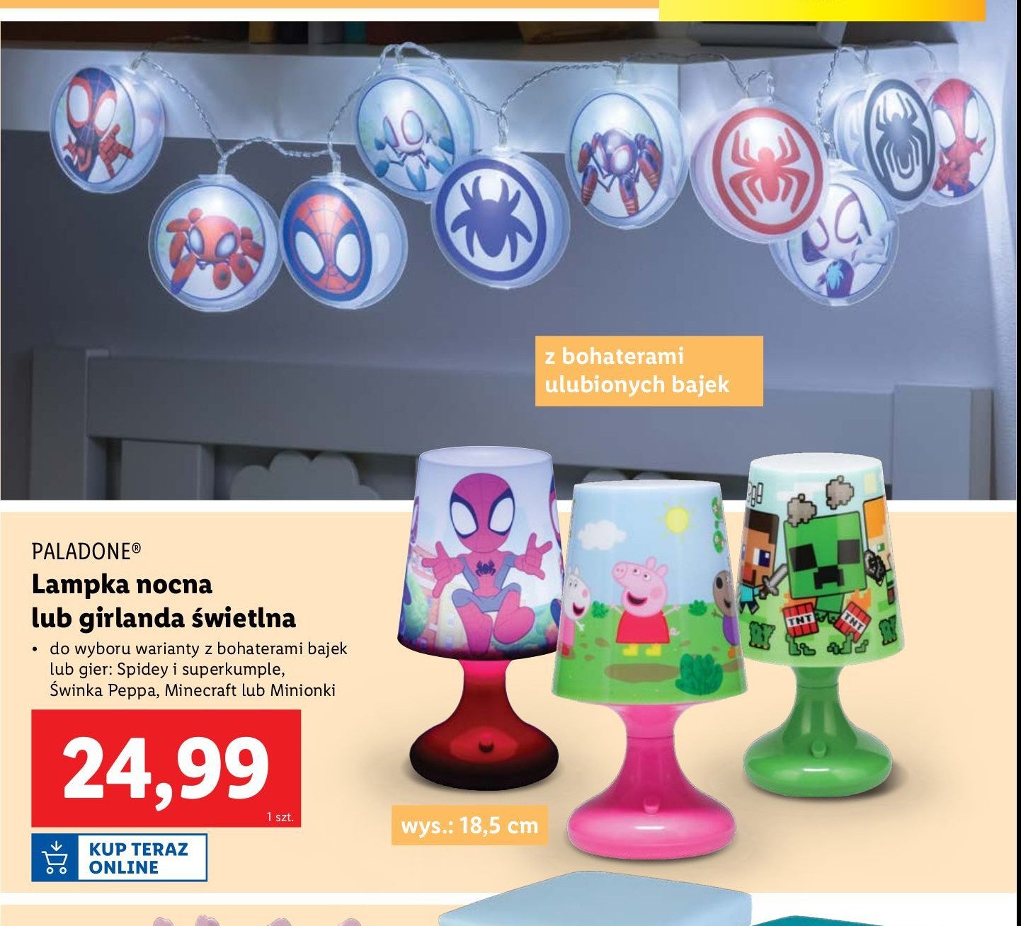 Lampka nocna minionki promocja w Lidl